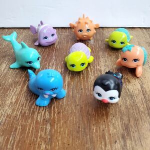 Polly Pocket Shimmer n Splash Glitter Pet Lot  Dolphin Seal Walrus Turtle 2008